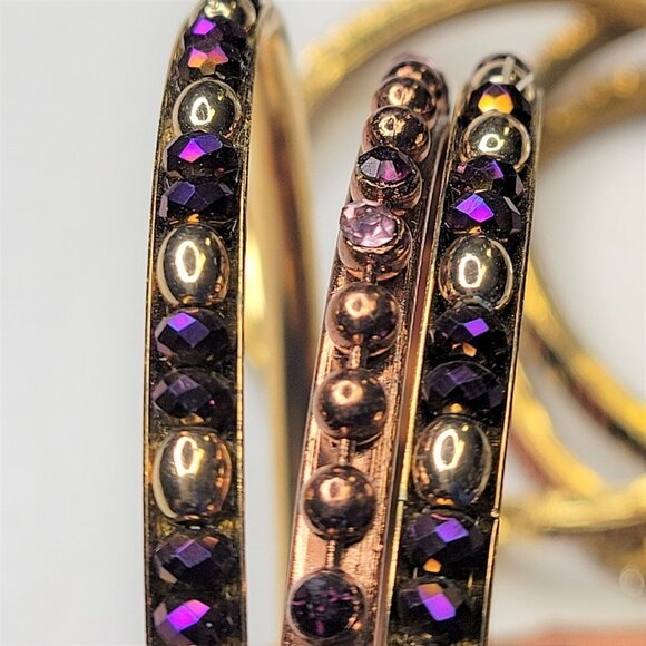 Pearls and Crystal Rhinestones Fashion Bangles Set of Ten - Picture 7 of 13